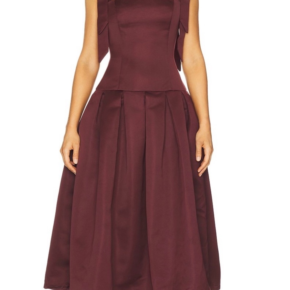 Iva Sleeveless Burgundy A-Line Midi Dress